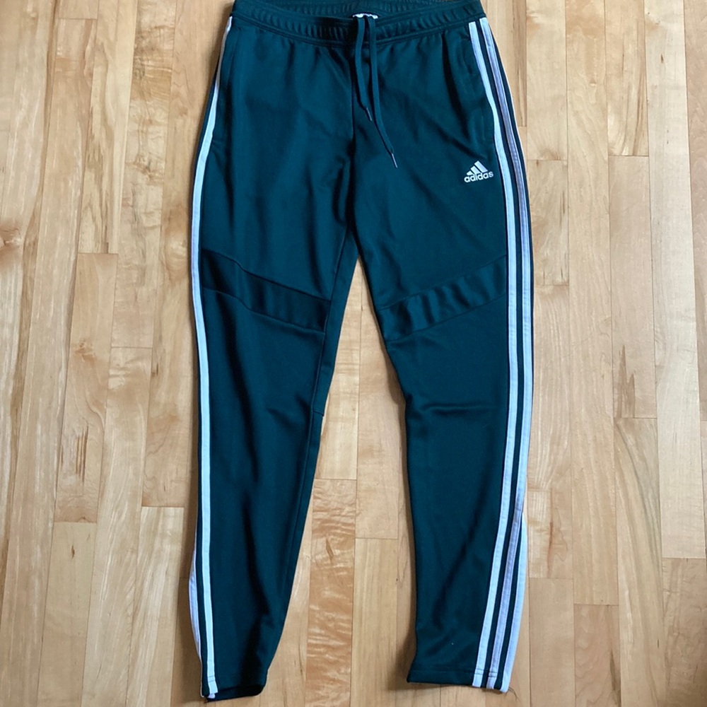 Adidas Forest Green Track Pants with Classic Stripes